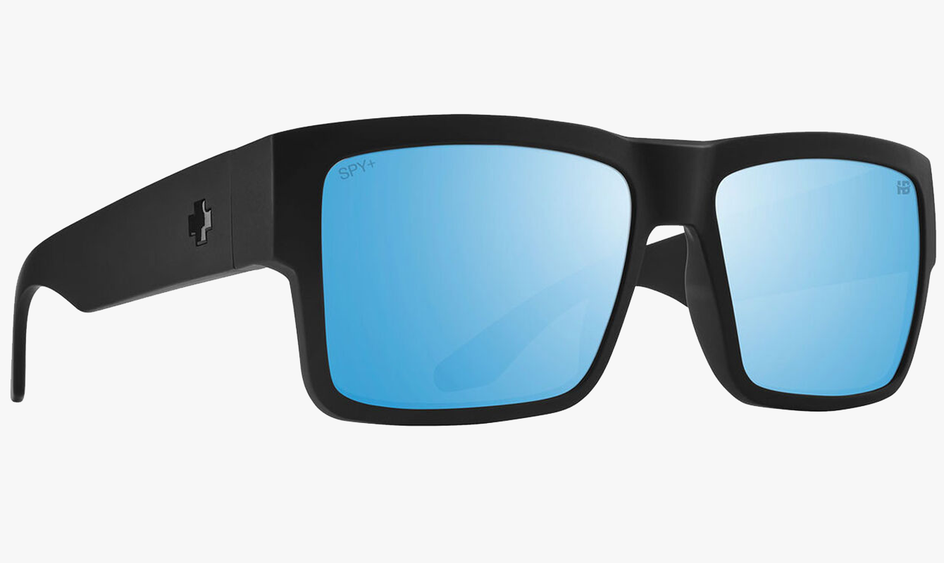 SPY Cyrus Matte Black Happy Boost Polarized Ice Blue Mirror Lenses