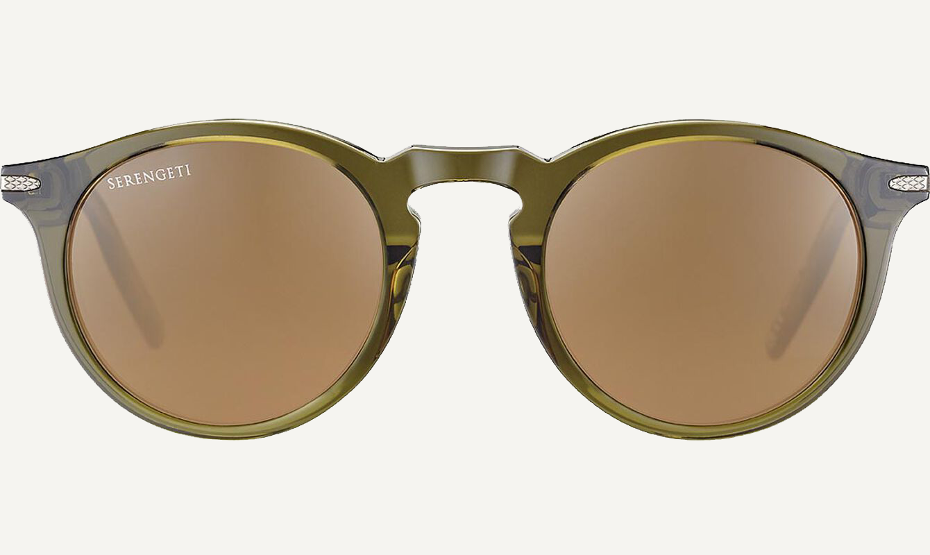 Serengeti Wayne Shiny Dark Gunmetal with Polarized 555nm Blue Lenses