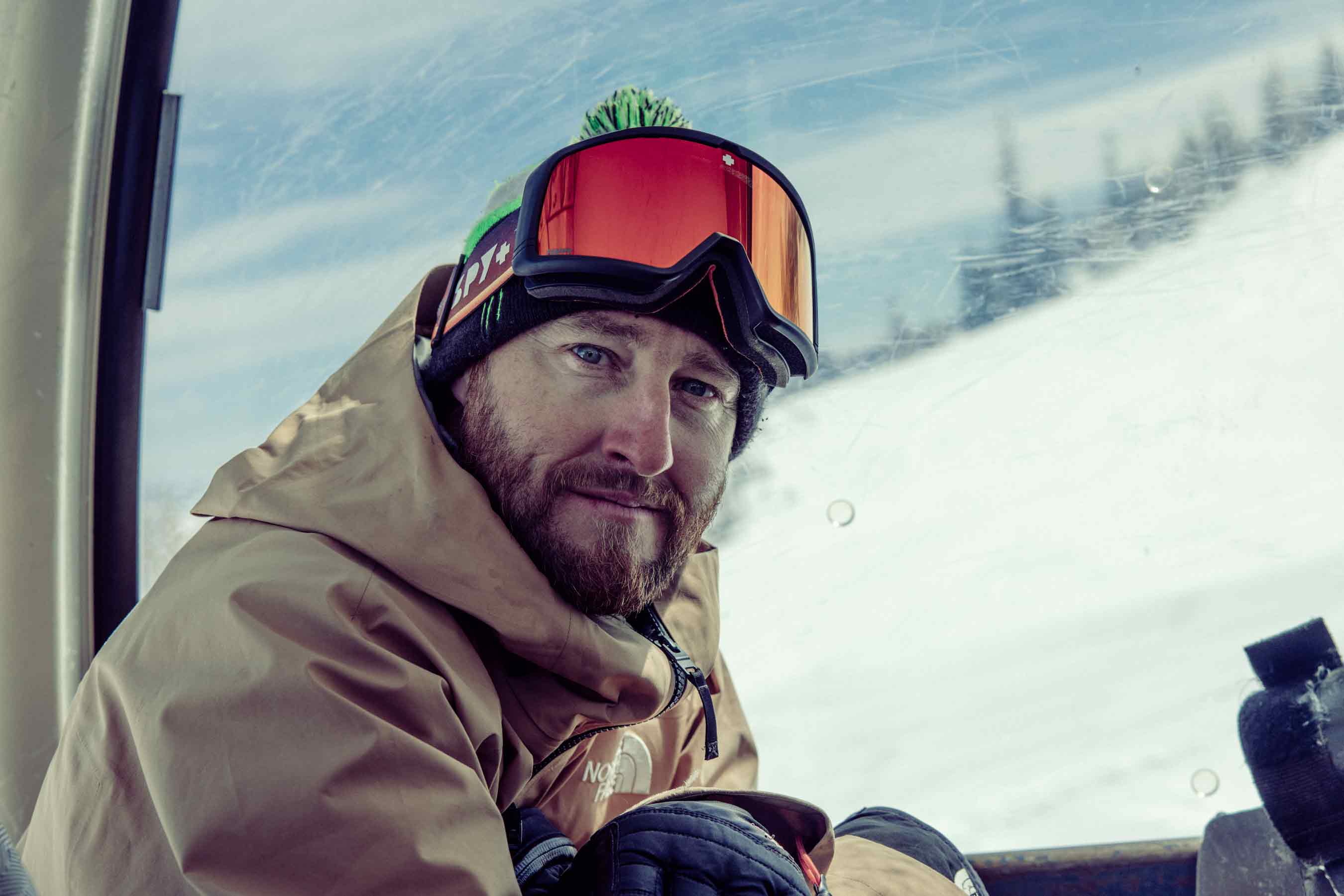Tom Wallisch wearing the Megalith Snow Goggle in Mammoth